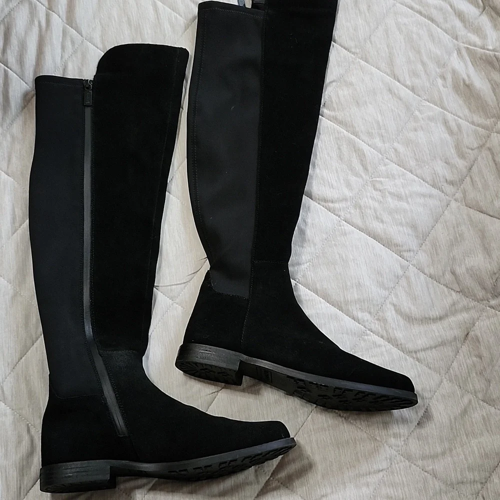 Blondo Black Suede Over the Knee Boots Stretch Pannel Womens 8M
